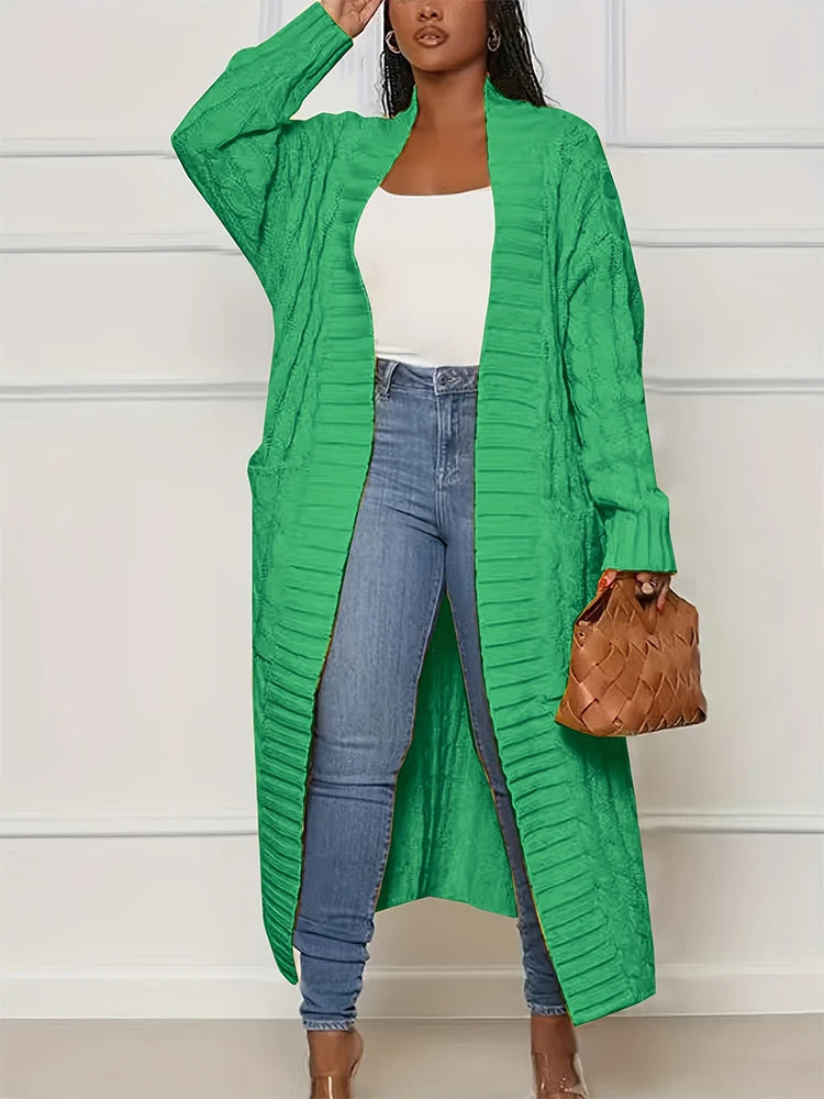 Cardigan Longo Ponto Aberto Verde 5