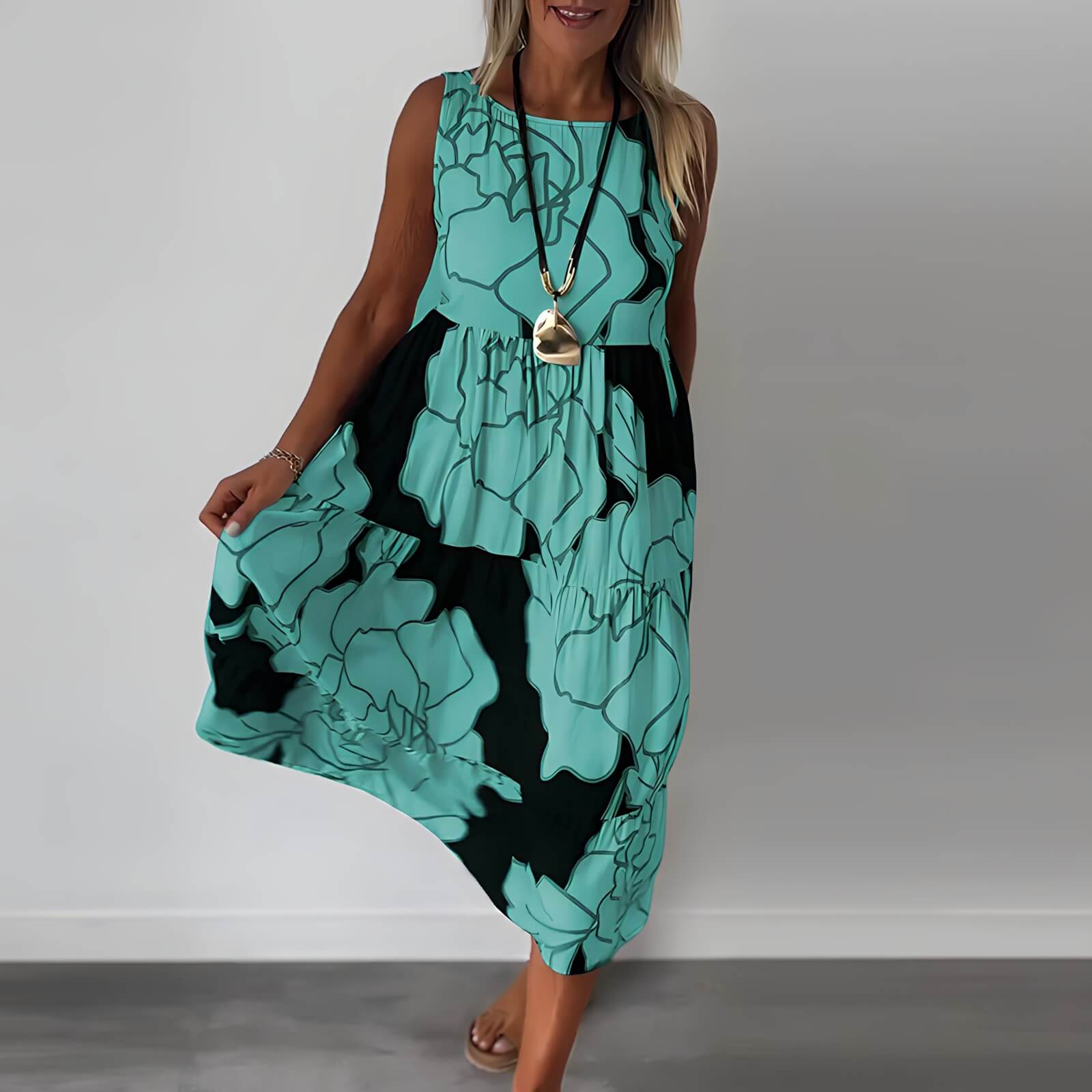 Vestido Mídi Casual Verde 7