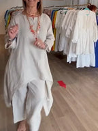 Conjunto Alongado de Linho Bege 2