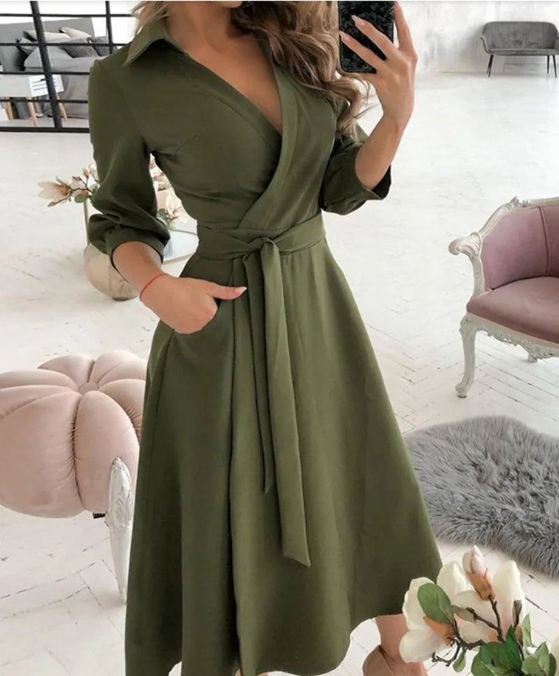 Vestido Midi Elegante erde Militar 04