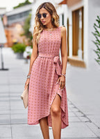 Vestido Mídi Transpassado com Amarração Rosa 1