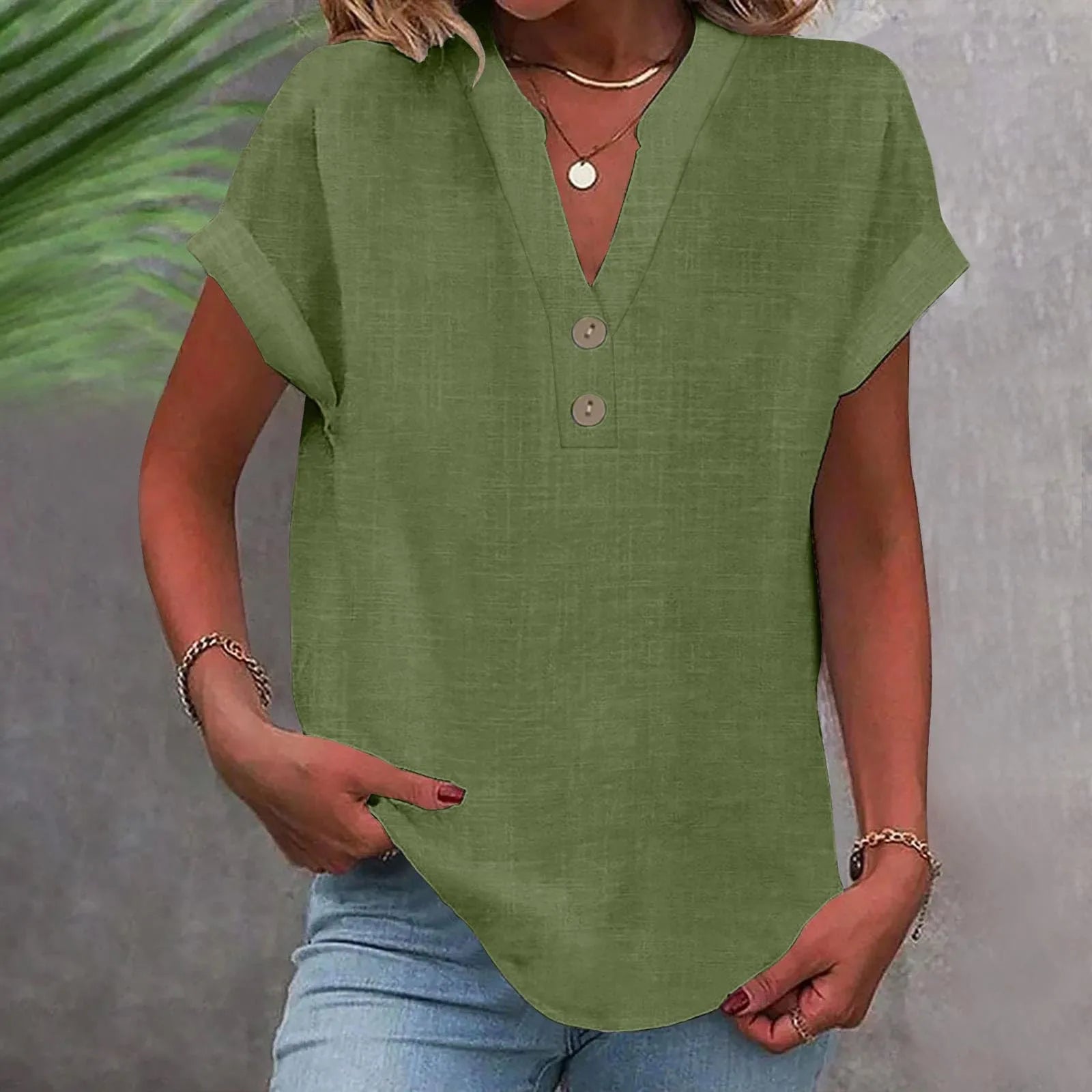 Blusa Casual com Botões Verde 10