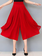 Calça Pantalona de Chiffon Vermelho 9