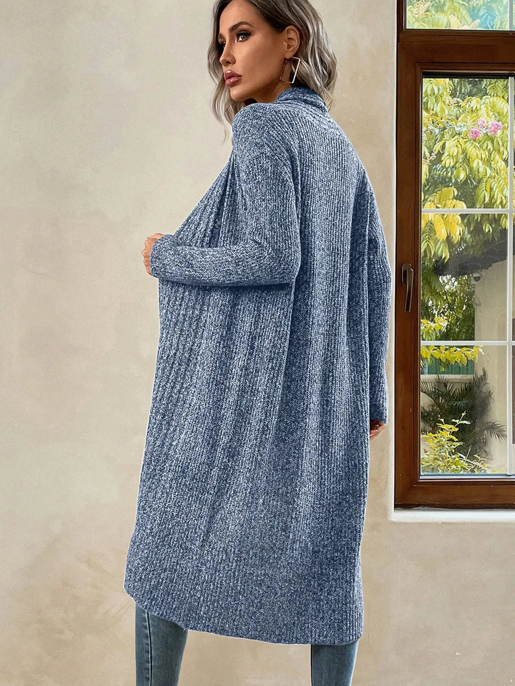 Cardigan Longo Ponto Aberto Azul 7