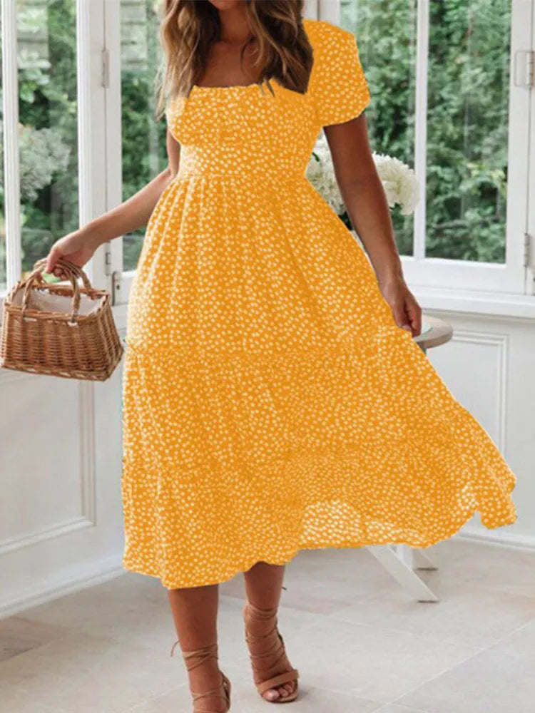 Vestido Midi Poá Amarelo 06