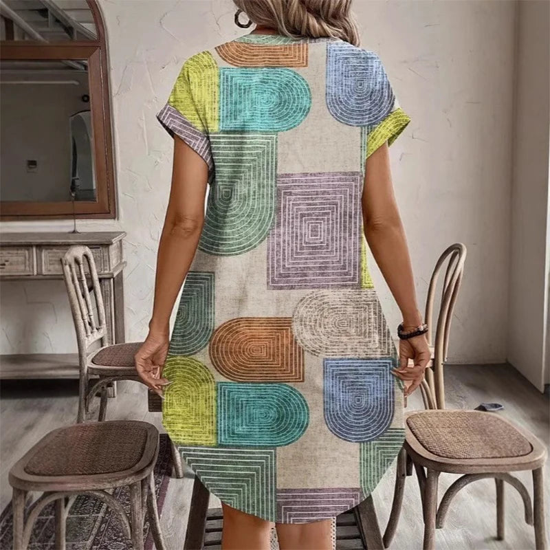 Vestido Curto Casual Multicolorido 02