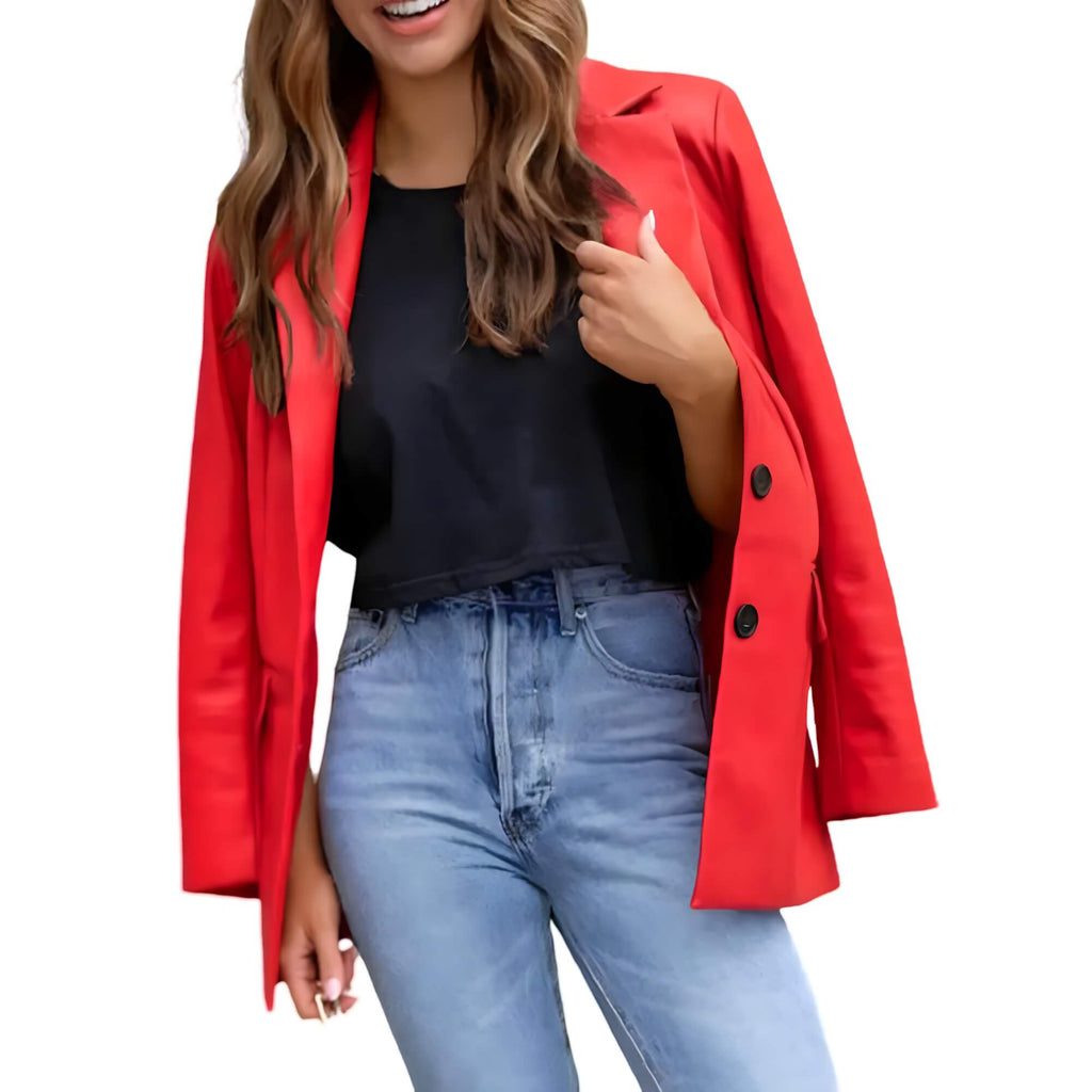 Jaqueta Feminina Alongada Vermelho 6