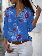 Camisa Casual de Chiffon Azul 4