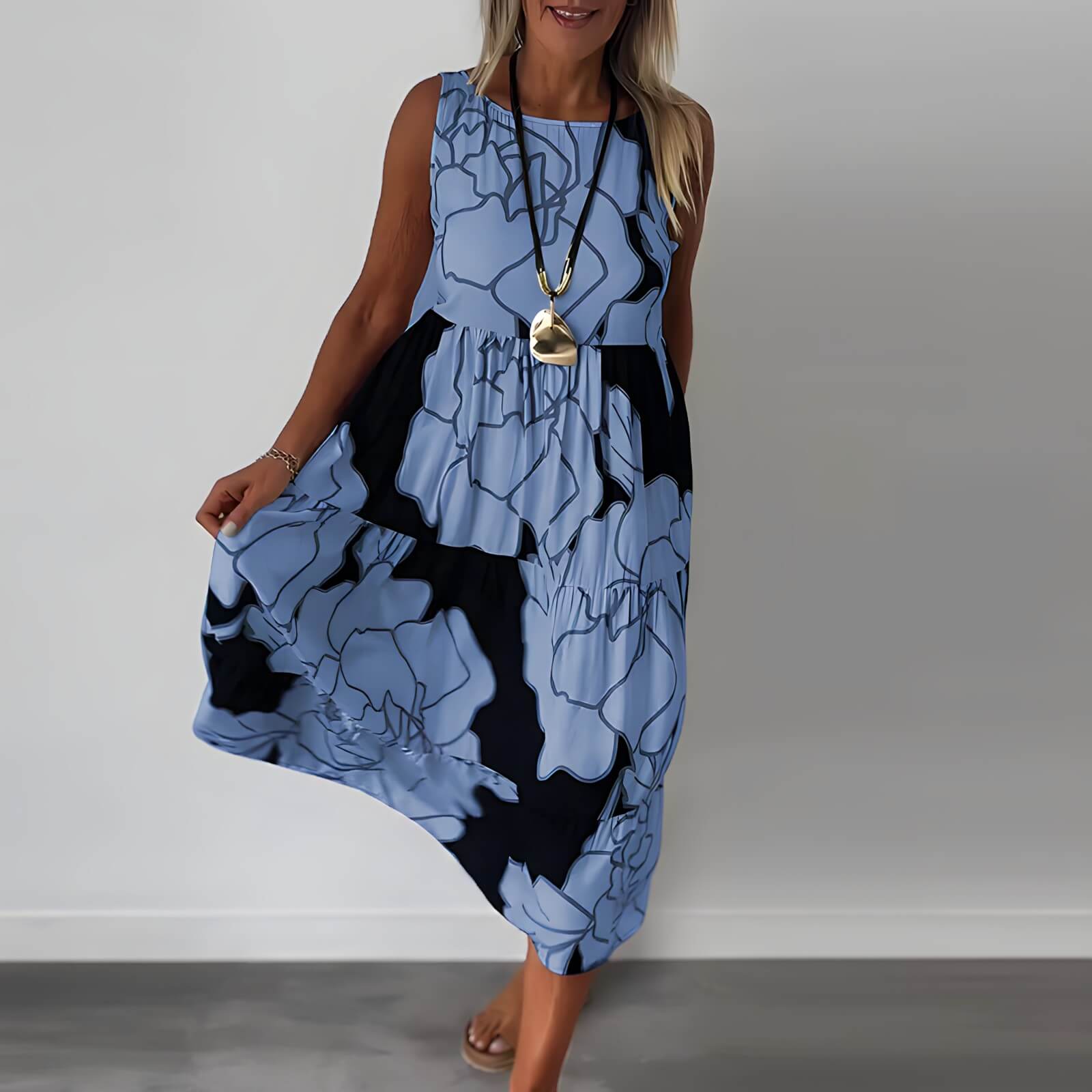 Vestido Mídi Casual Azul 5