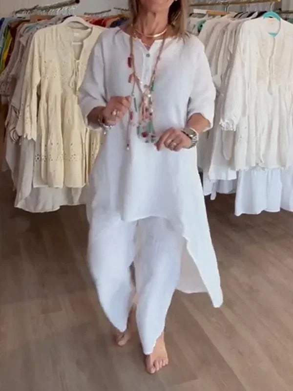 Conjunto Alongado de Linho Branco 1
