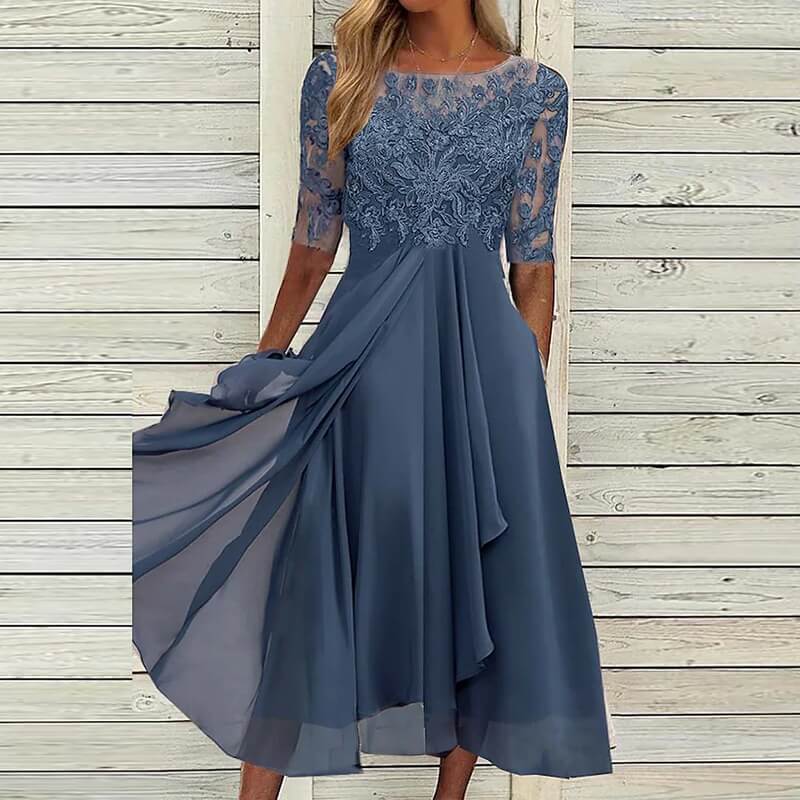 Vestido Mídi Elegante Azul 3