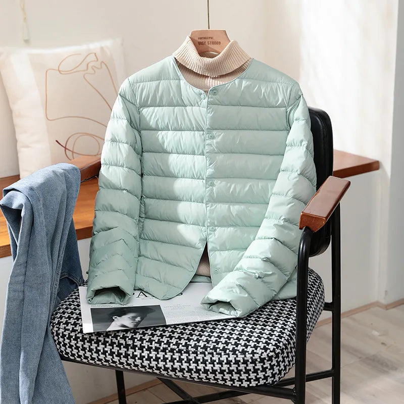 Jaqueta Feminina Puffer Impermeável Verde Claro 07