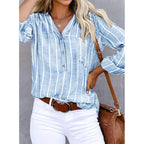 Camisa Feminina Casual Azul Claro 7