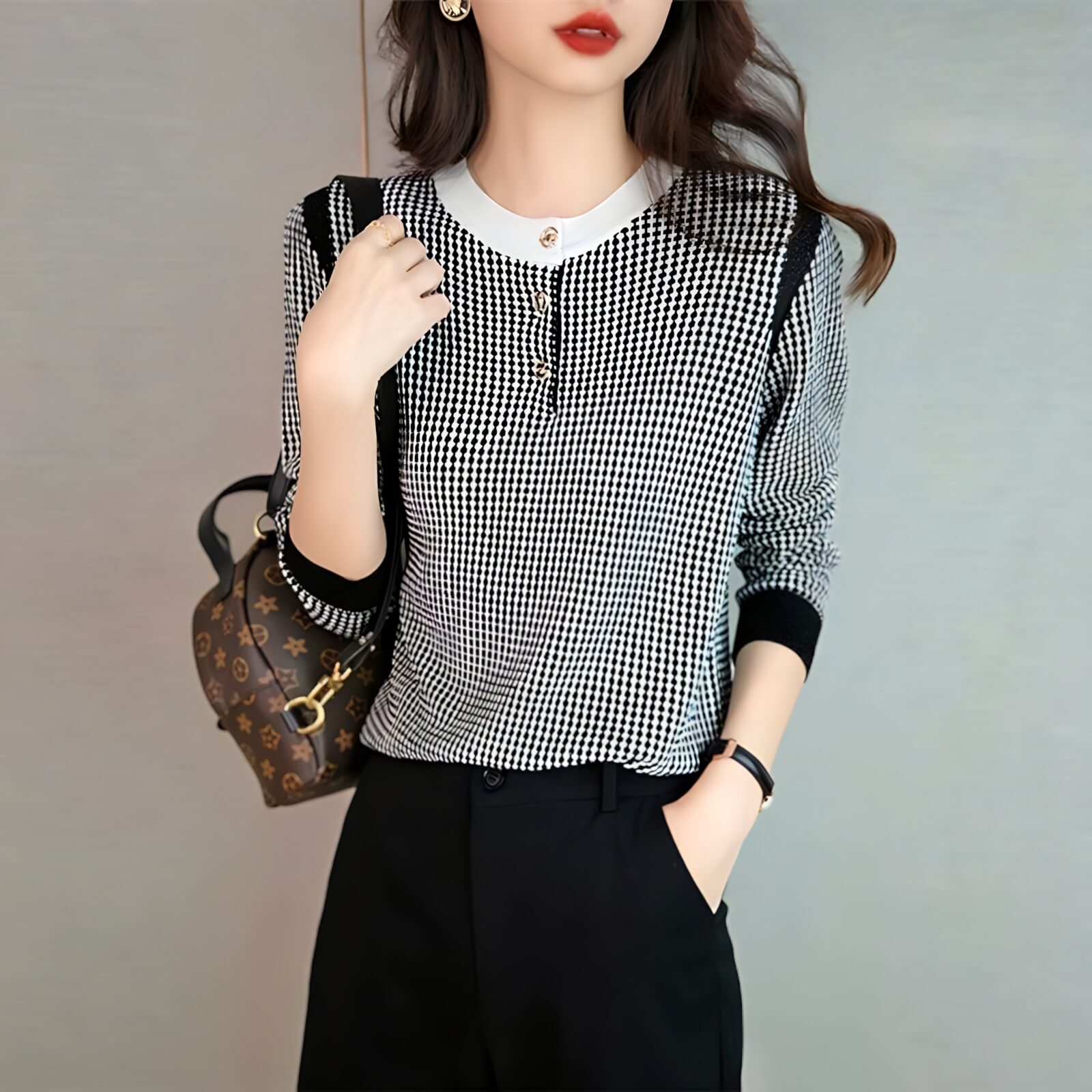 Suéter Casual com Botões Preto 2