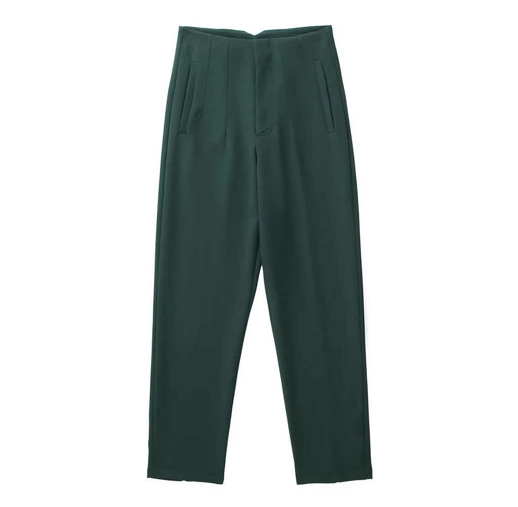 Calça Feminina Elegante Verde Escuro 15