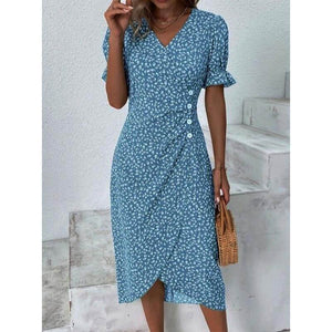 Vestido Mídi Transpassado Azul 5