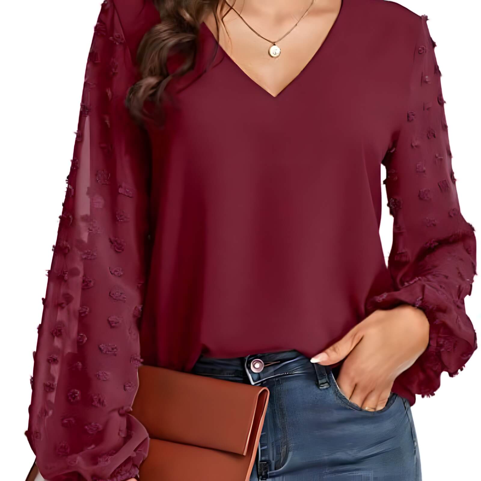 Blusa Casual de Chiffon Ruda