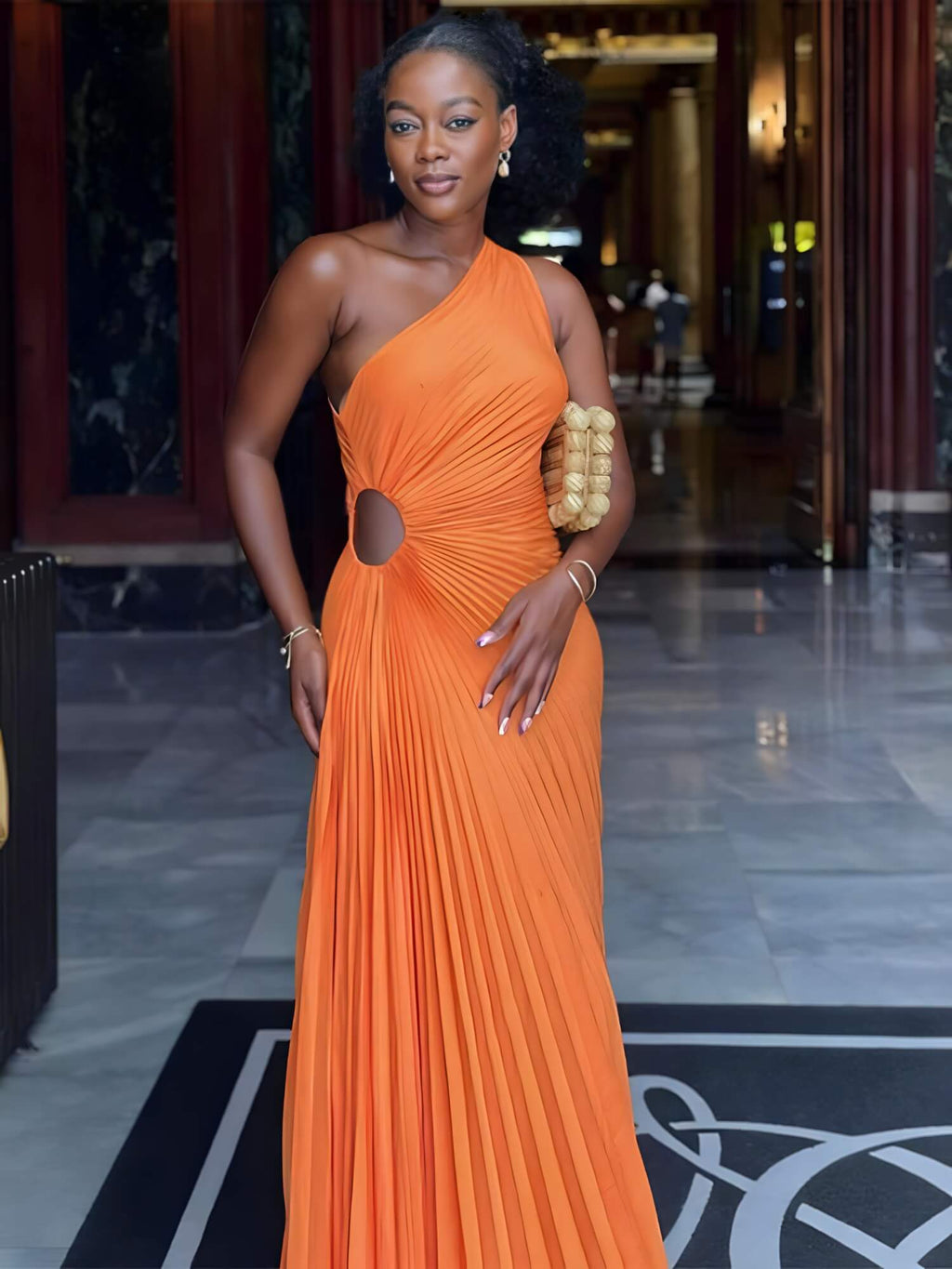 Vestido Longo Elegante Laranja 2