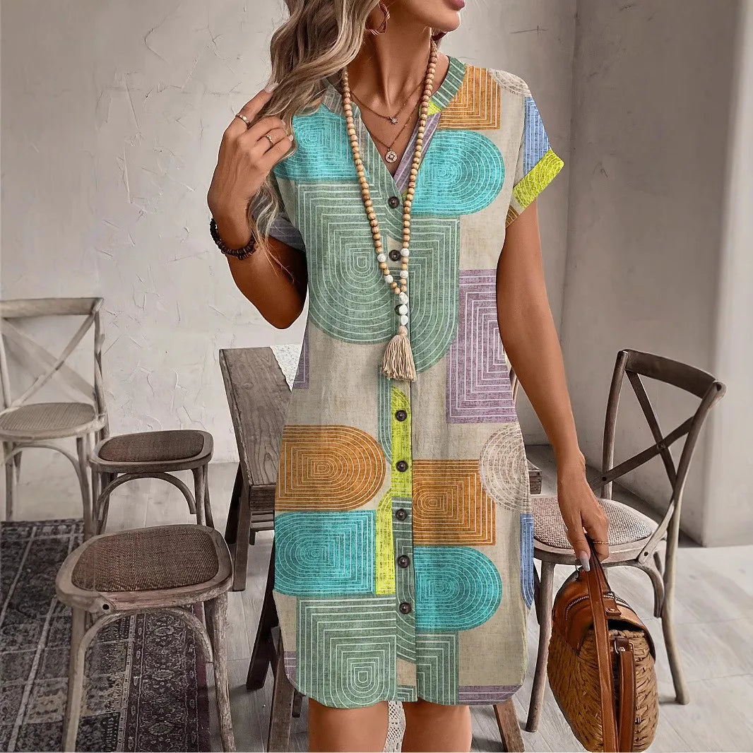 Vestido Curto Casual Multicolorido 04