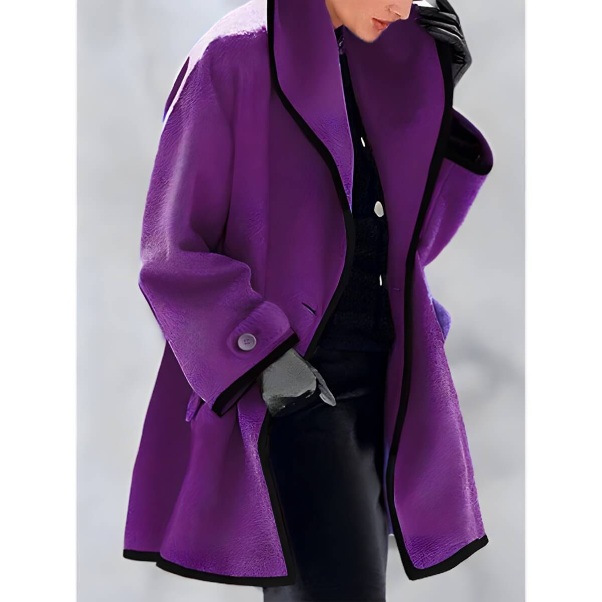 Casaco Feminino de Lã Batida Roxo 5