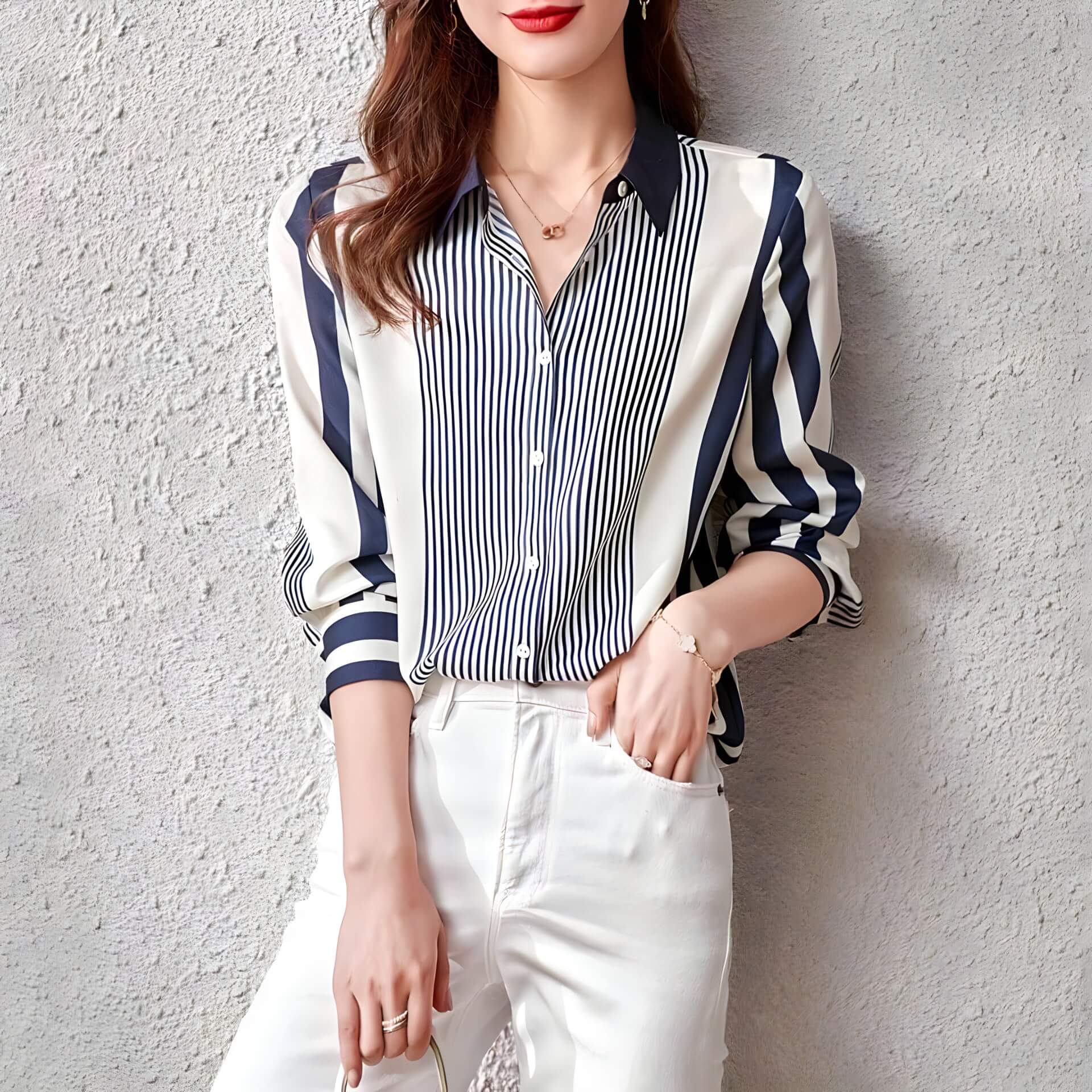 Camisa de Chiffon Listrado 3