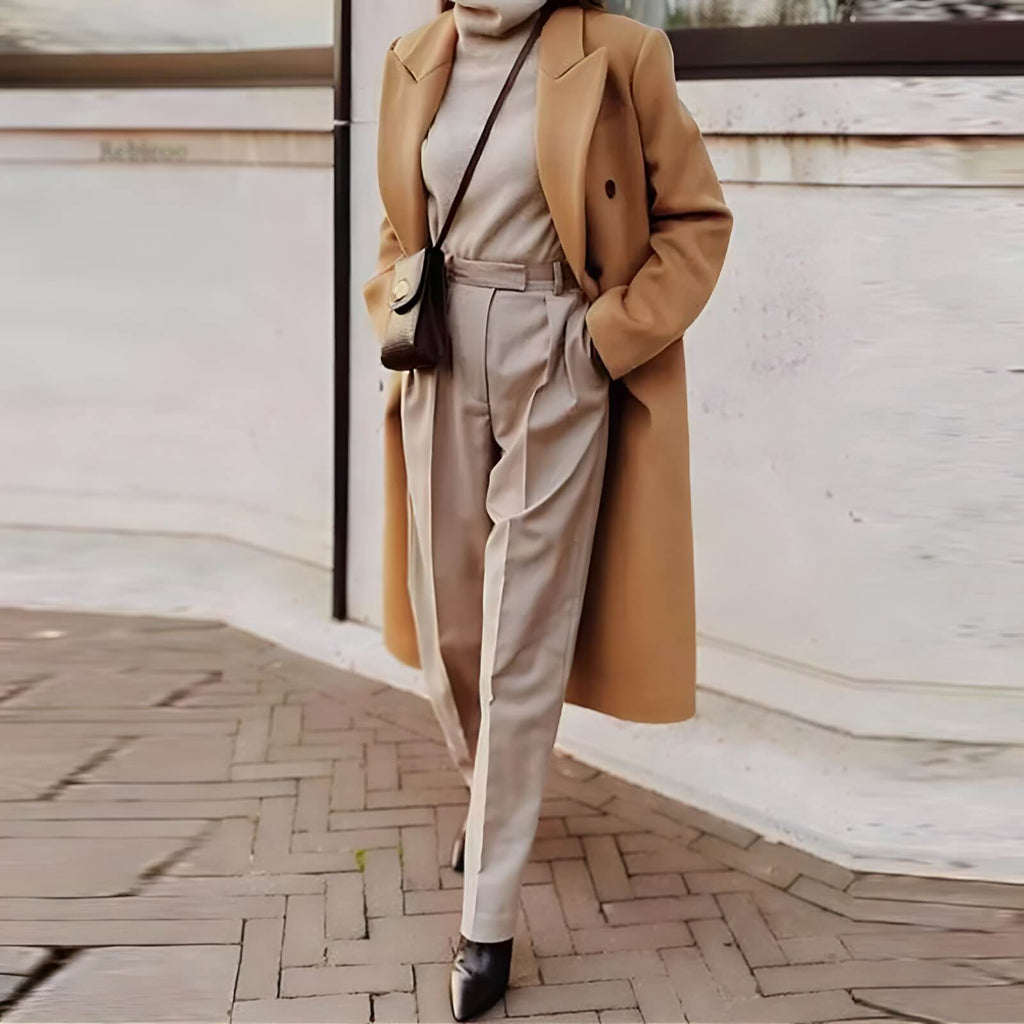 Casaco Feminino Longo de Lã Batida Bege 2