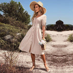 Vestido Mídi com Abotoamento Bege 4