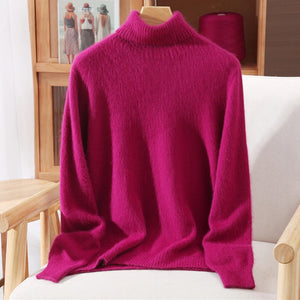 Suéter em Cashmere Gola Alta Fúscia 02