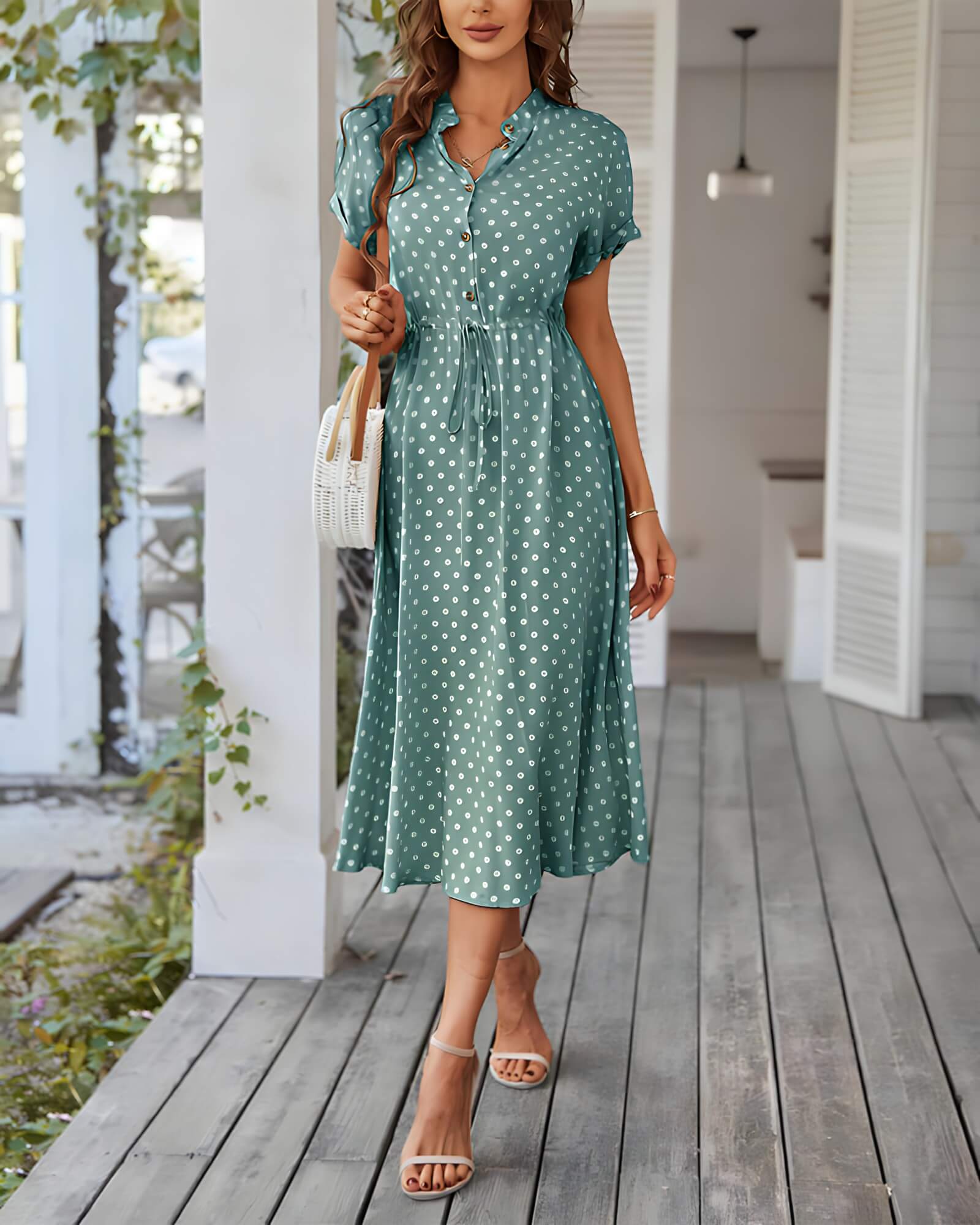 Vestido Mídi Casual Verde 4