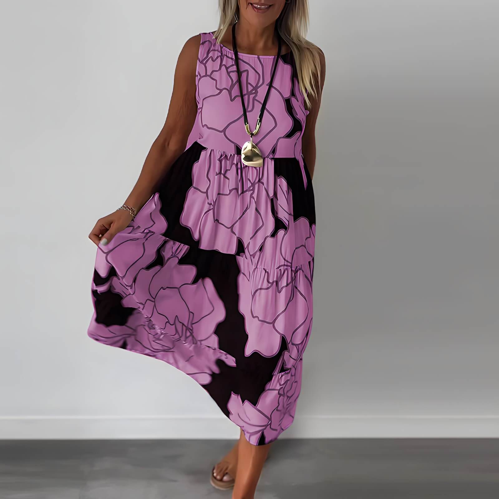 Vestido Mídi Casual Rosa 4