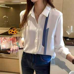 Camisa de Chiffon Branco 5
