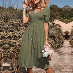 Vestido Mídi com Abotoamento Verde 10