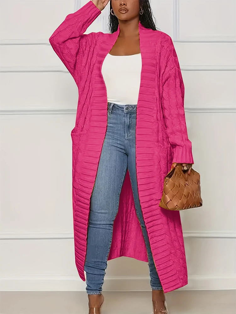 Cardigan Longo Ponto Aberto Rosa 1