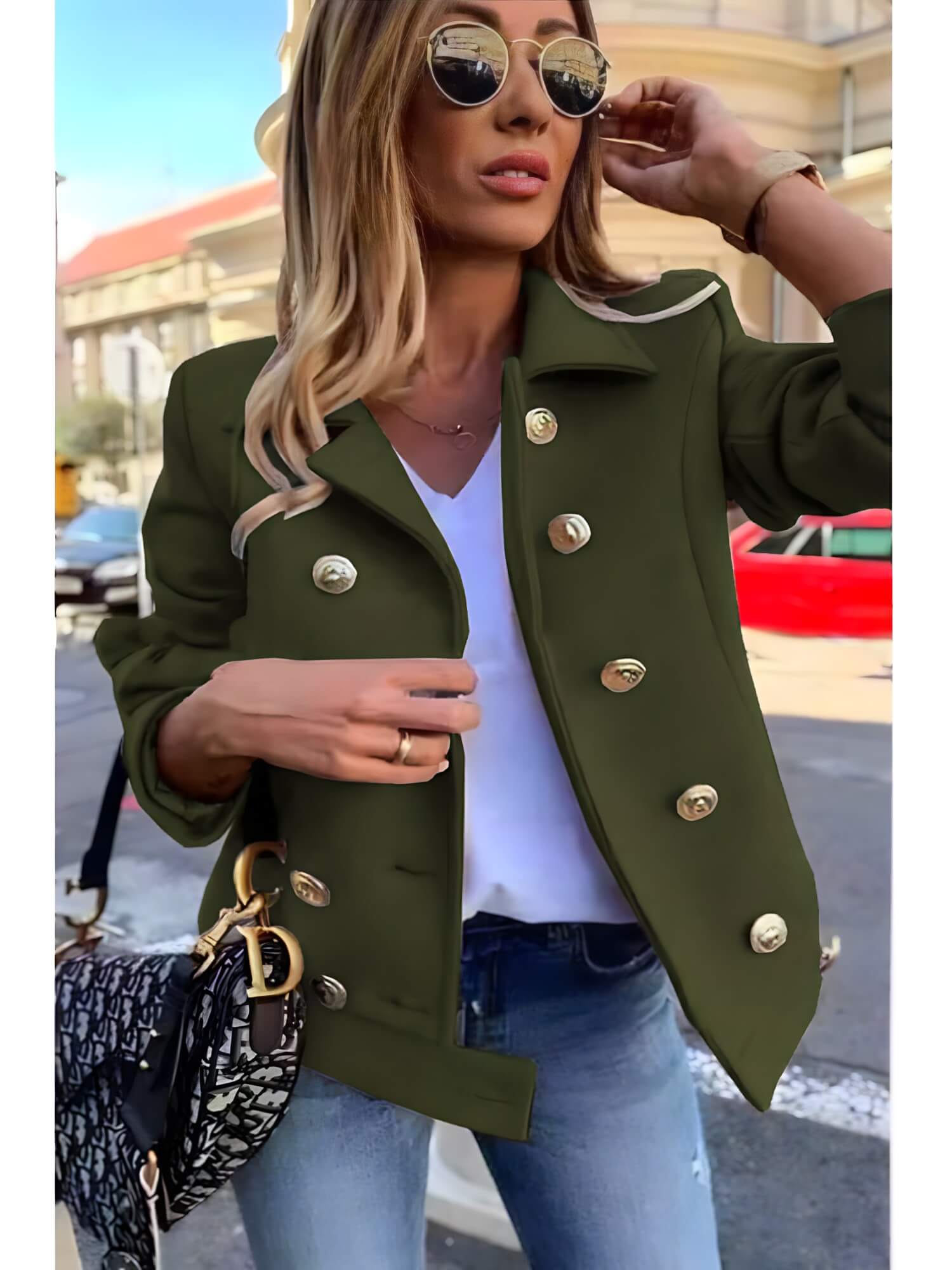 Casaco Feminino Curto Verde Militar 3