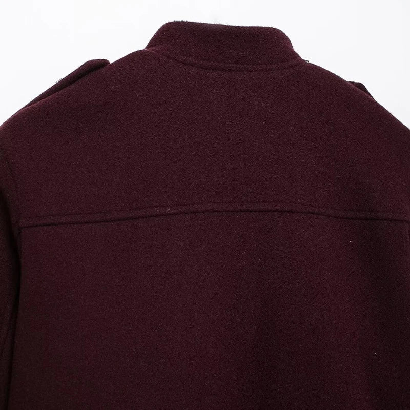 Jaqueta de Lã Batida Bordô 06