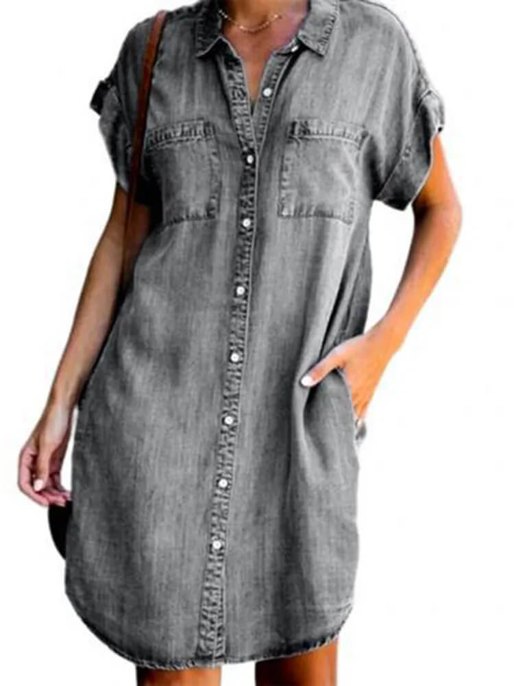 Vestido Curto com Abotoamento Cinza 3