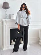 Poncho Feminino Casual Cinza 6