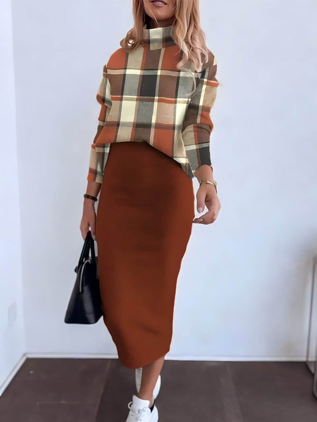 Conjunto Feminino de Malha Xadrez 4