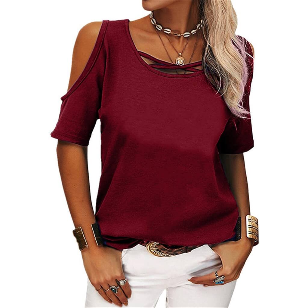 Blusa Casual Ombro Aberto Feminina