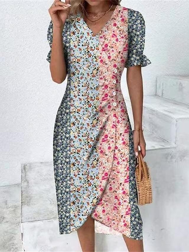 Vestido Mídi Transpassado Colorido 9