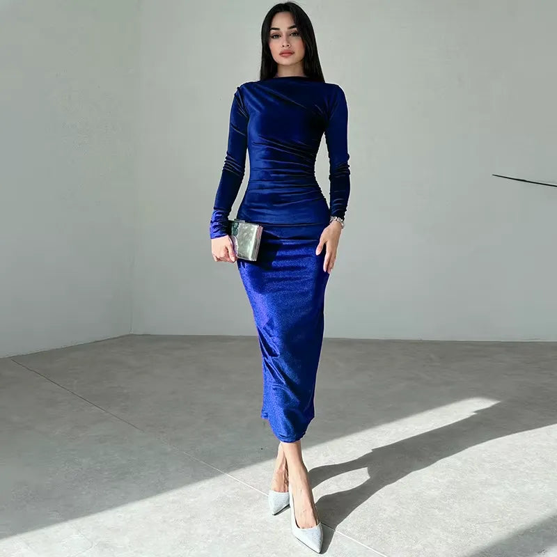 Vestido Midi Elegante Azul 2