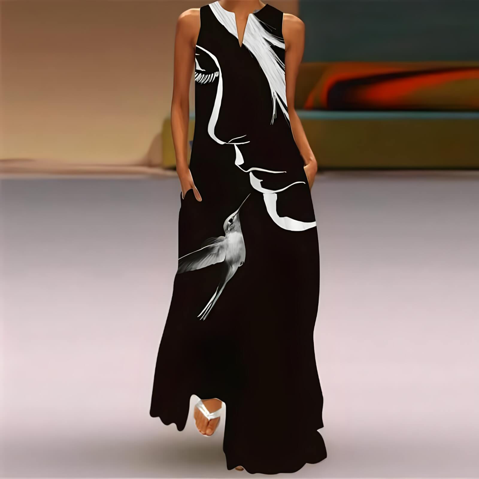 Vestido Longo Rosto Branco 6