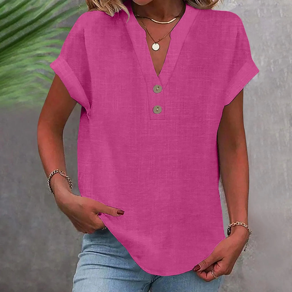 Blusa Casual com Botões Rosa Pink 06