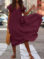 Vestido Mídi Casual Bordô 6