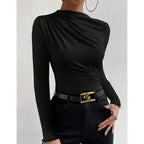 Blusa Assimétrica de Manga Longa Preto 03