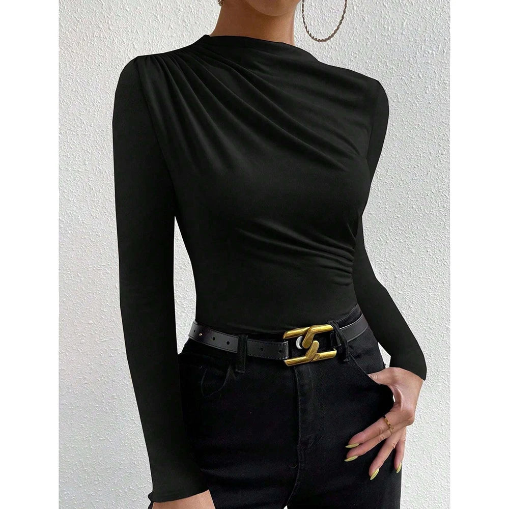 Blusa Assimétrica de Manga Longa Preto 03