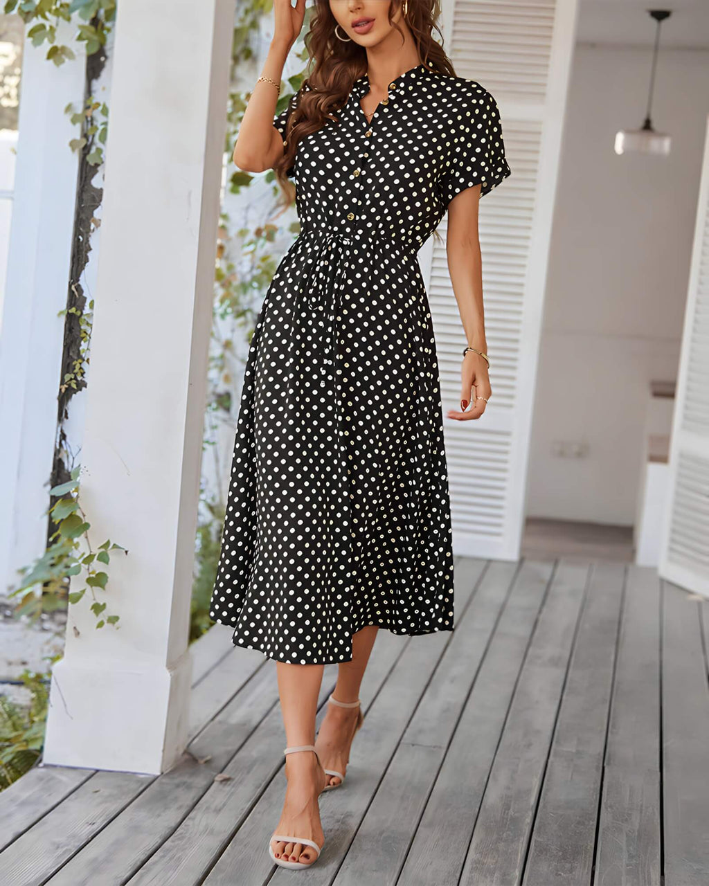 Vestido Mídi Casual Preto 9