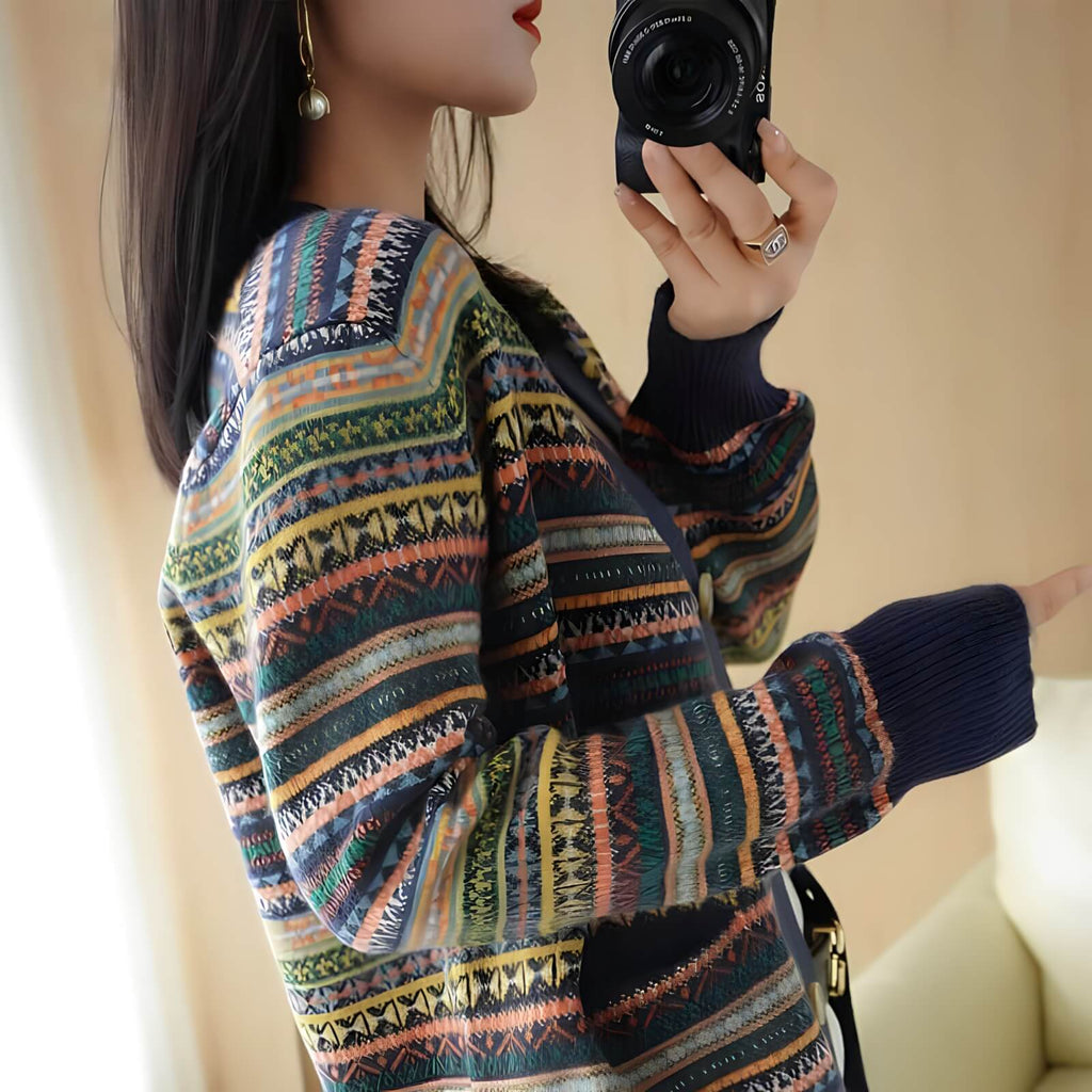 Cardigan Jacquard com Botões Azul 2