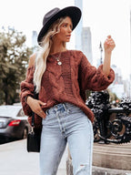 Suéter Casual de Tricot Feminino Bordô 1