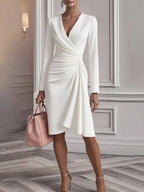 Vestido Midi Drapeado Branco 03